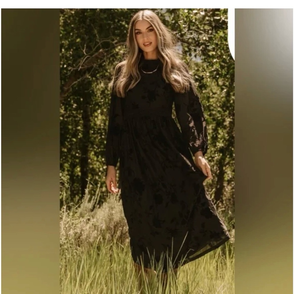 Baltic Born Black Floral Long Sleeve Dress